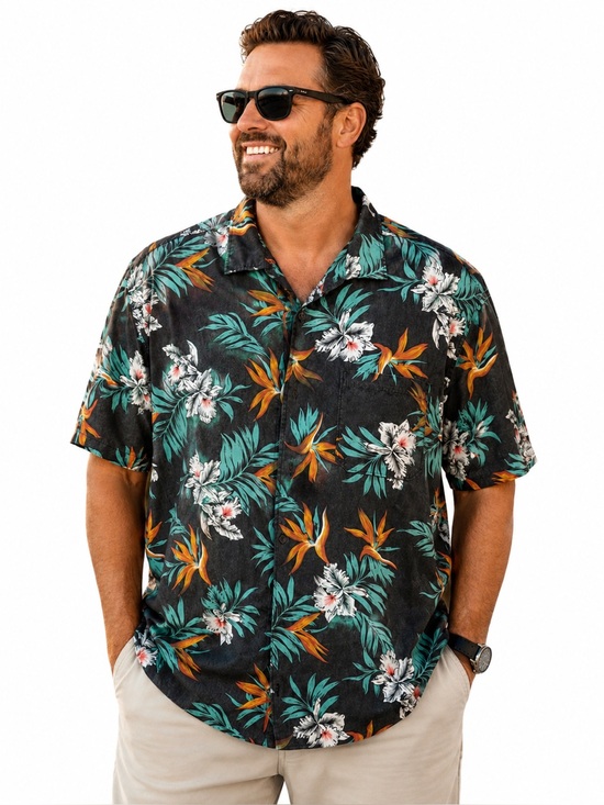 O'Neill Other - Jack O'Neill Black Tropical Floral Button-Down Shirt with Teal & Orange Accents